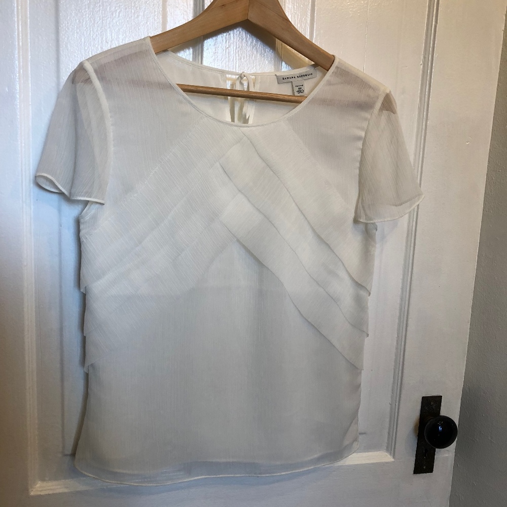 Banana Republic White Crepe Blouse
